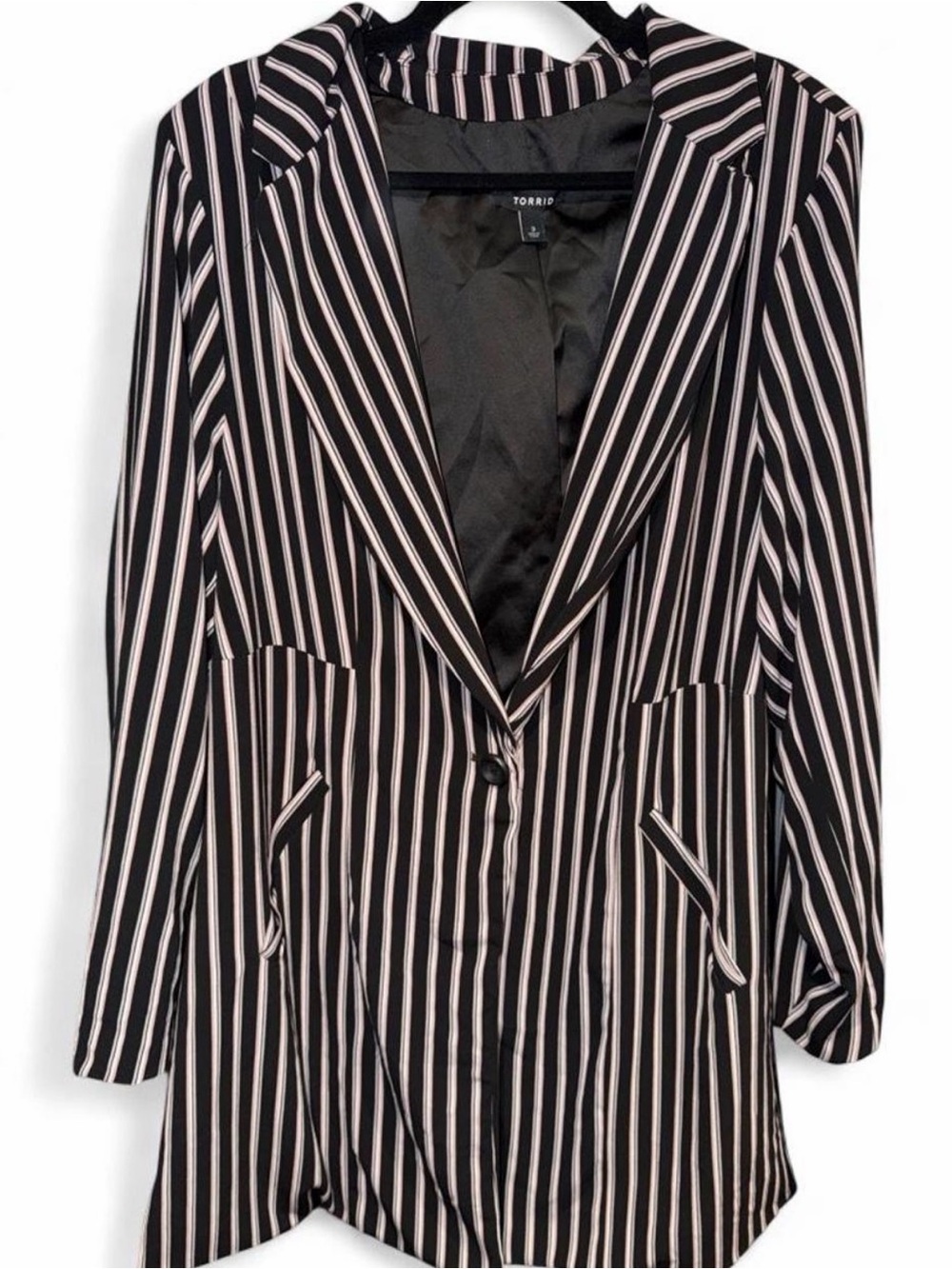 torrid Black and White Vertical Stripe Blazer